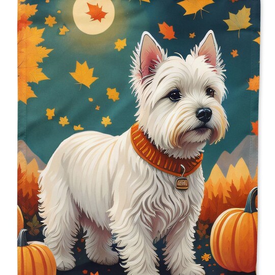Edge Collections - 28" x 40" - Multicolor - Westie Large Fall House Flag Polyester Decorative Sleeve Pole - 1 Piece